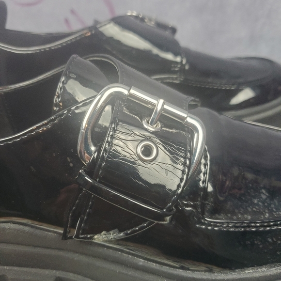 Bershka Faux Patent Platform chunky preppy streatwear‎ Shoes Women's size 4.5 - Picture 5 of 11